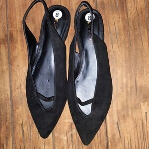 NWOB Express Black Suede Slingback Pointed Toe Flats – Size 8